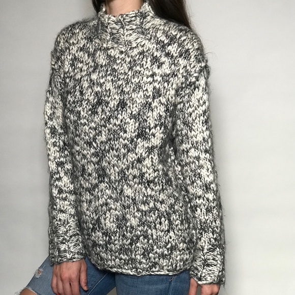 Vintage Chunky Hand Knit Mock Neck Sweater - Picture 5 of 16